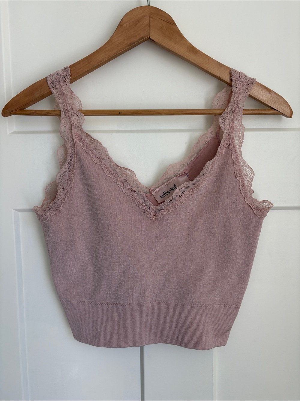 Willow & root Dusty Rose Lace-Trim crop tank